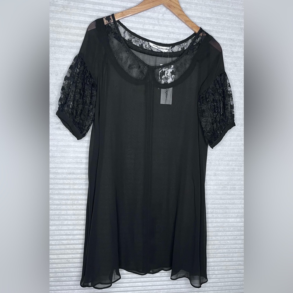 Sophia Kokosalaki for Top Shop black smock See Through Silk Dress Size 6 Euro 38
